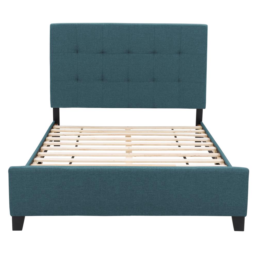 CorLiving Ellery Fabric Tufted Bed, Double Blue. Picture 2