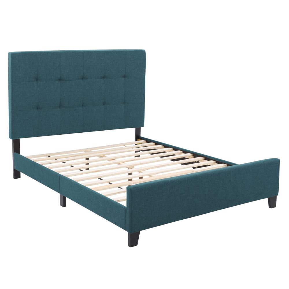 CorLiving Ellery Fabric Tufted Bed, Double Blue. Picture 3