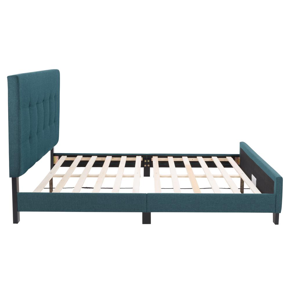 CorLiving Ellery Fabric Tufted Bed, Double Blue. Picture 4