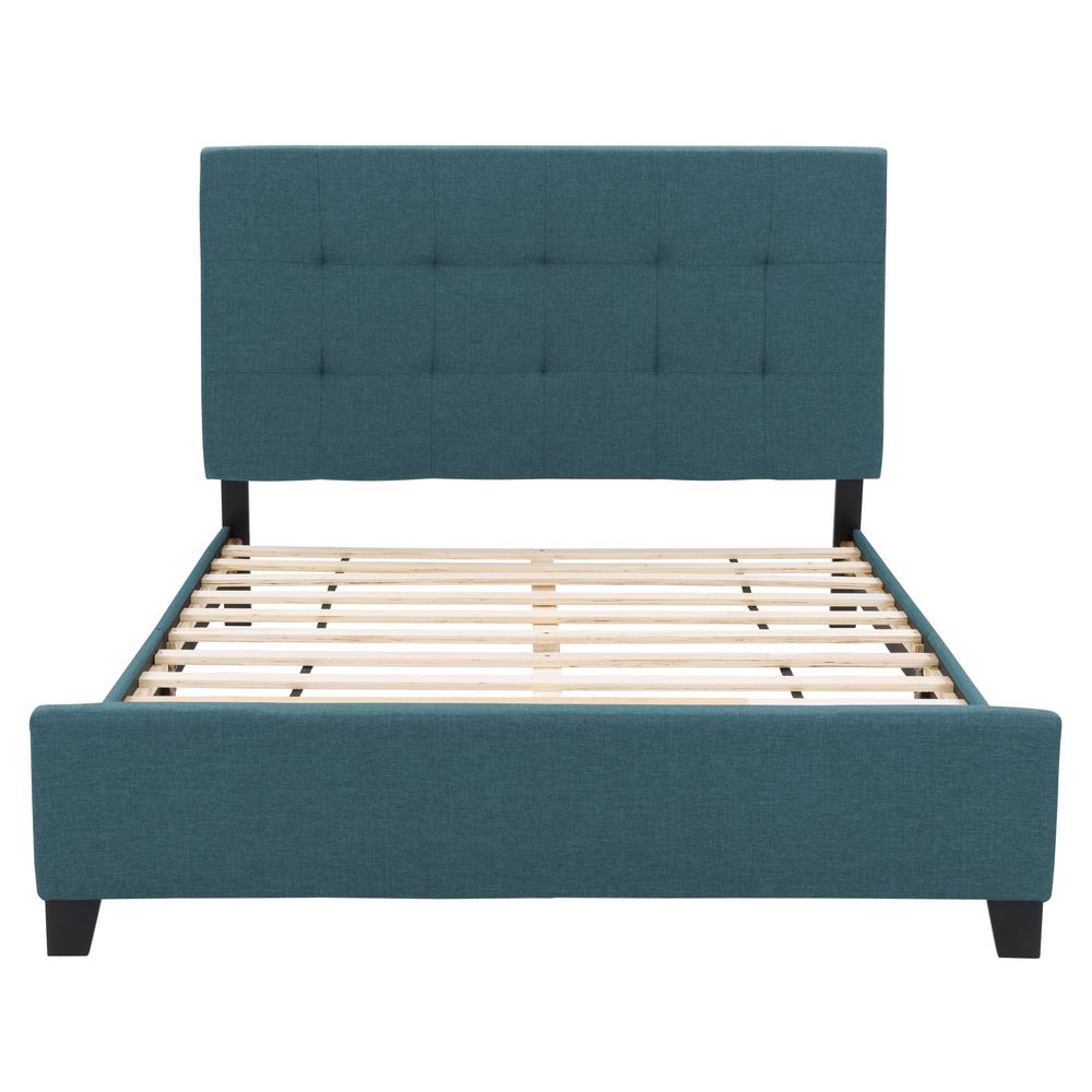 CorLiving Ellery Fabric Tufted Bed, Queen Blue. Picture 2