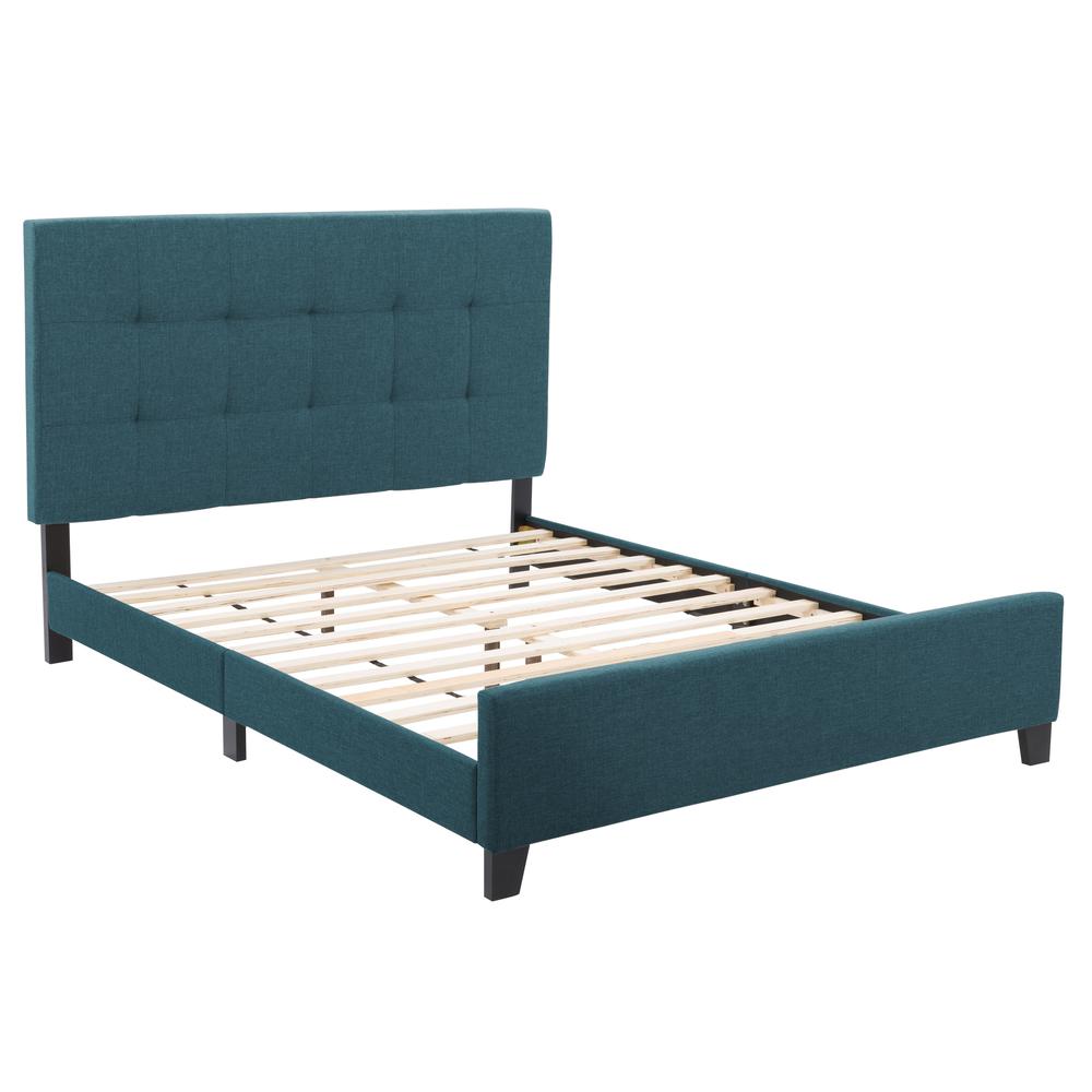 CorLiving Ellery Fabric Tufted Bed, Queen Blue. Picture 3