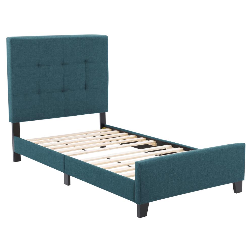 CorLiving Ellery Fabric Tufted Bed, Single Blue. Picture 3