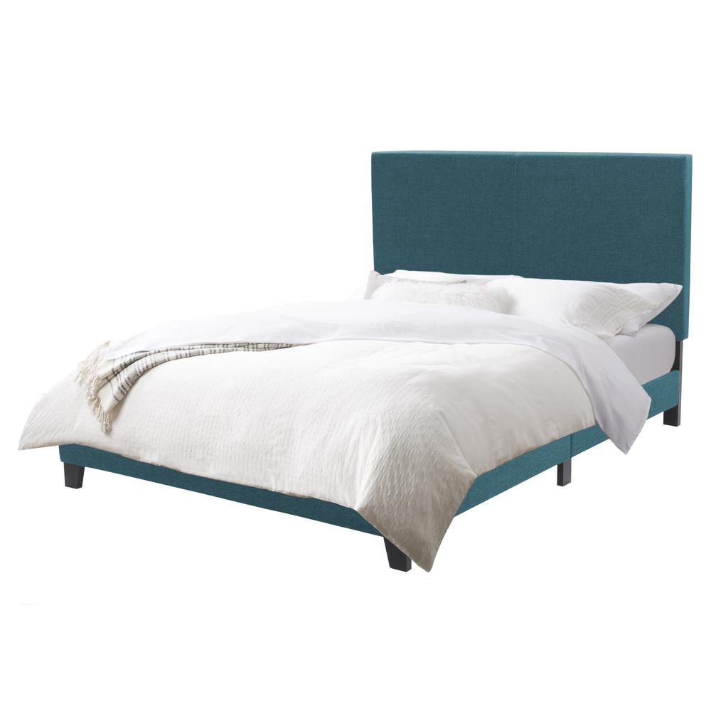 CorLiving Juniper Fabric Upholstered  Bed, Double Blue. Picture 1
