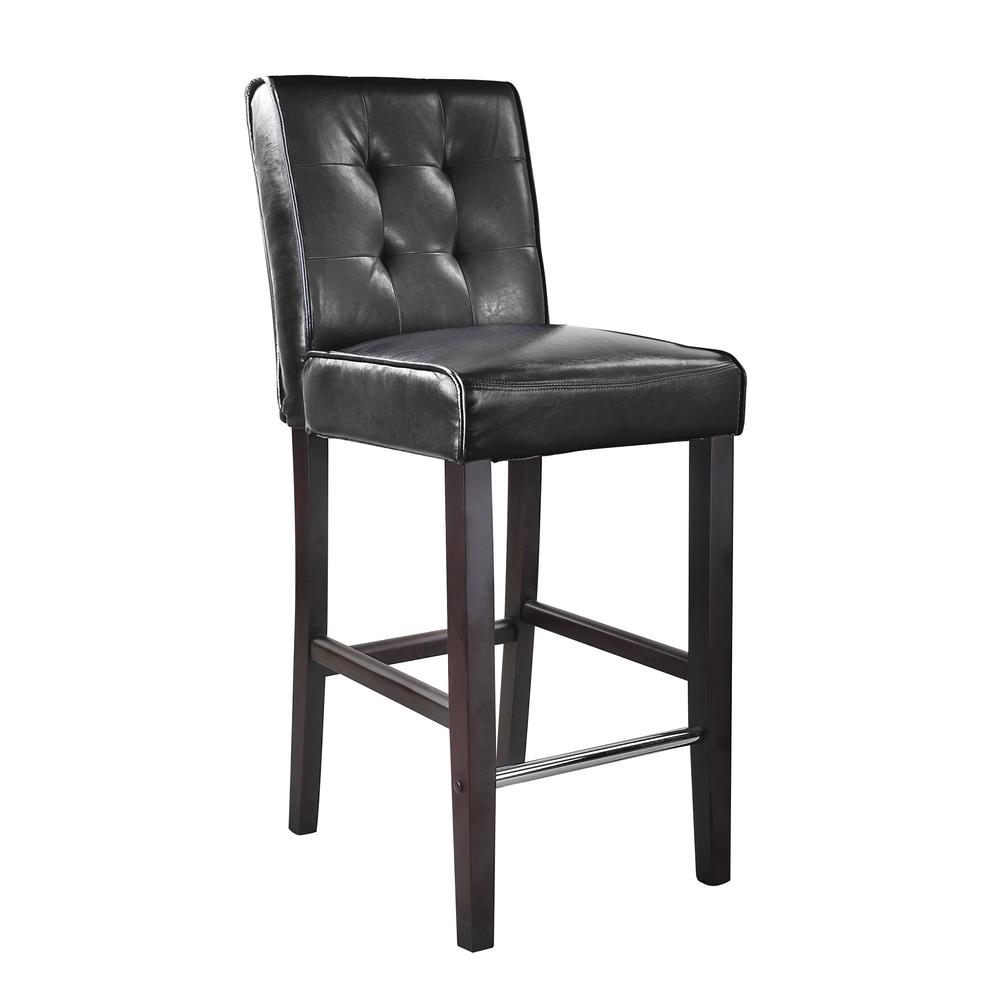 Antonio Bar Height Barstool in Black Bonded Leather. The main picture.