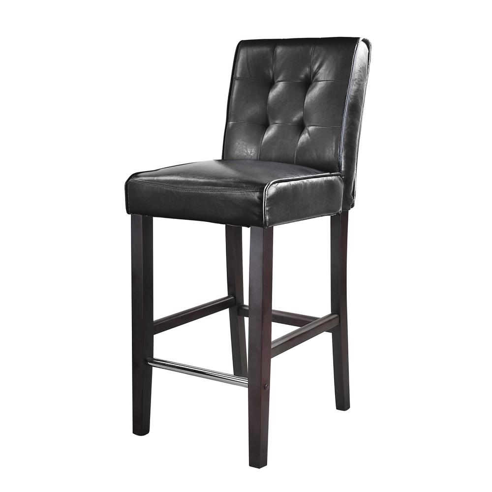 Antonio Bar Height Barstool in Black Bonded Leather. Picture 2