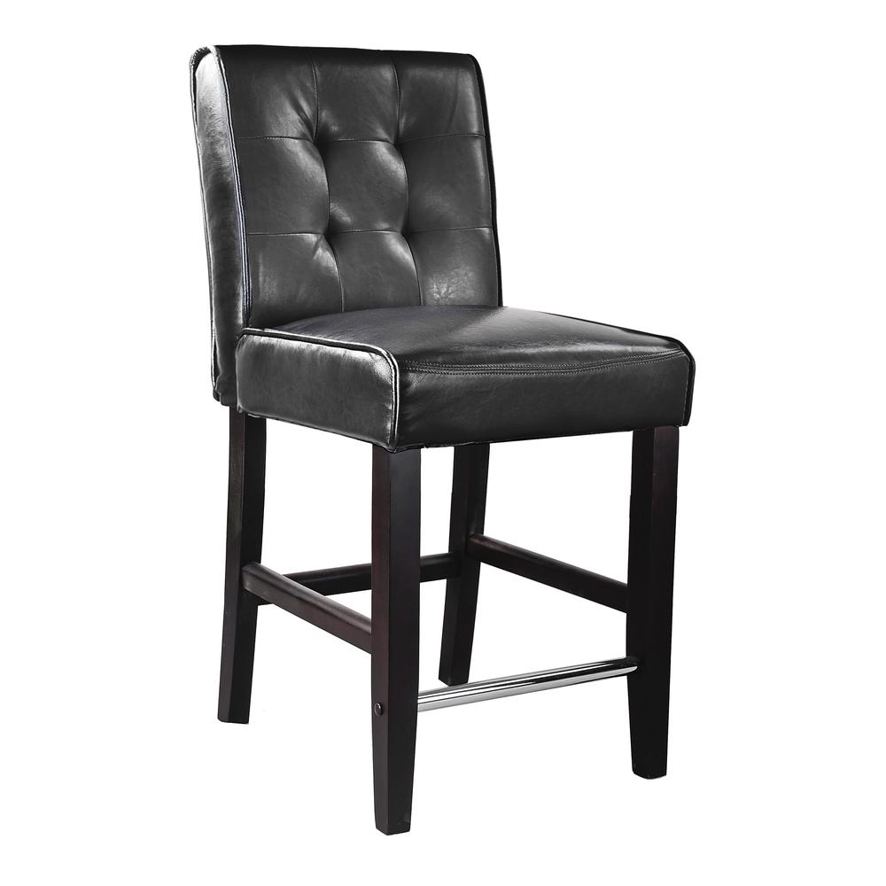 Antonio Counter Height Barstool in Black Bonded Leather. The main picture.