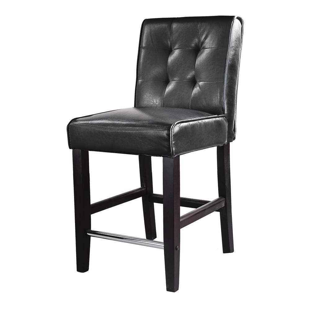 Antonio Counter Height Barstool in Black Bonded Leather. Picture 2