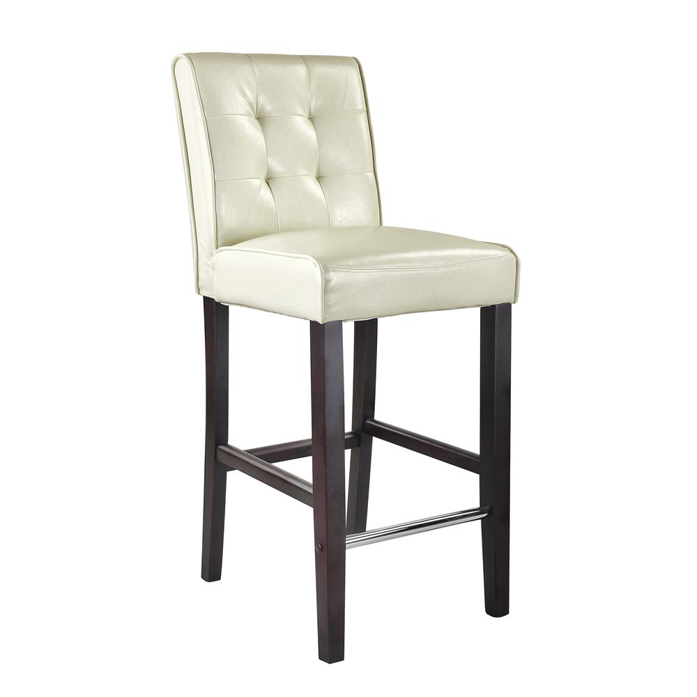 Antonio Bar Height Barstool in Cream White Bonded Leather. Picture 1