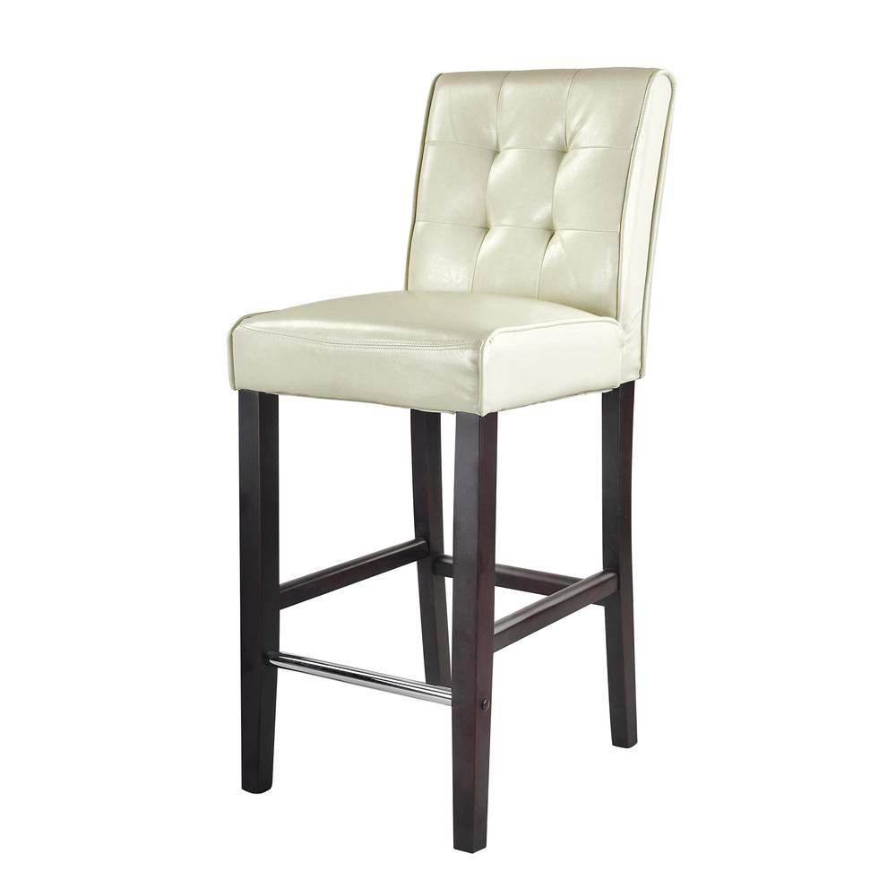 Antonio Bar Height Barstool in Cream White Bonded Leather. Picture 2