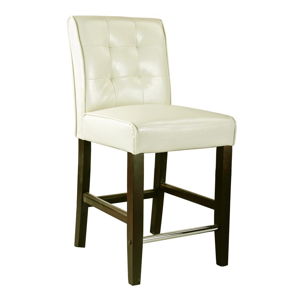 Antonio Counter Height Barstool in Cream White Bonded Leather. Picture 1