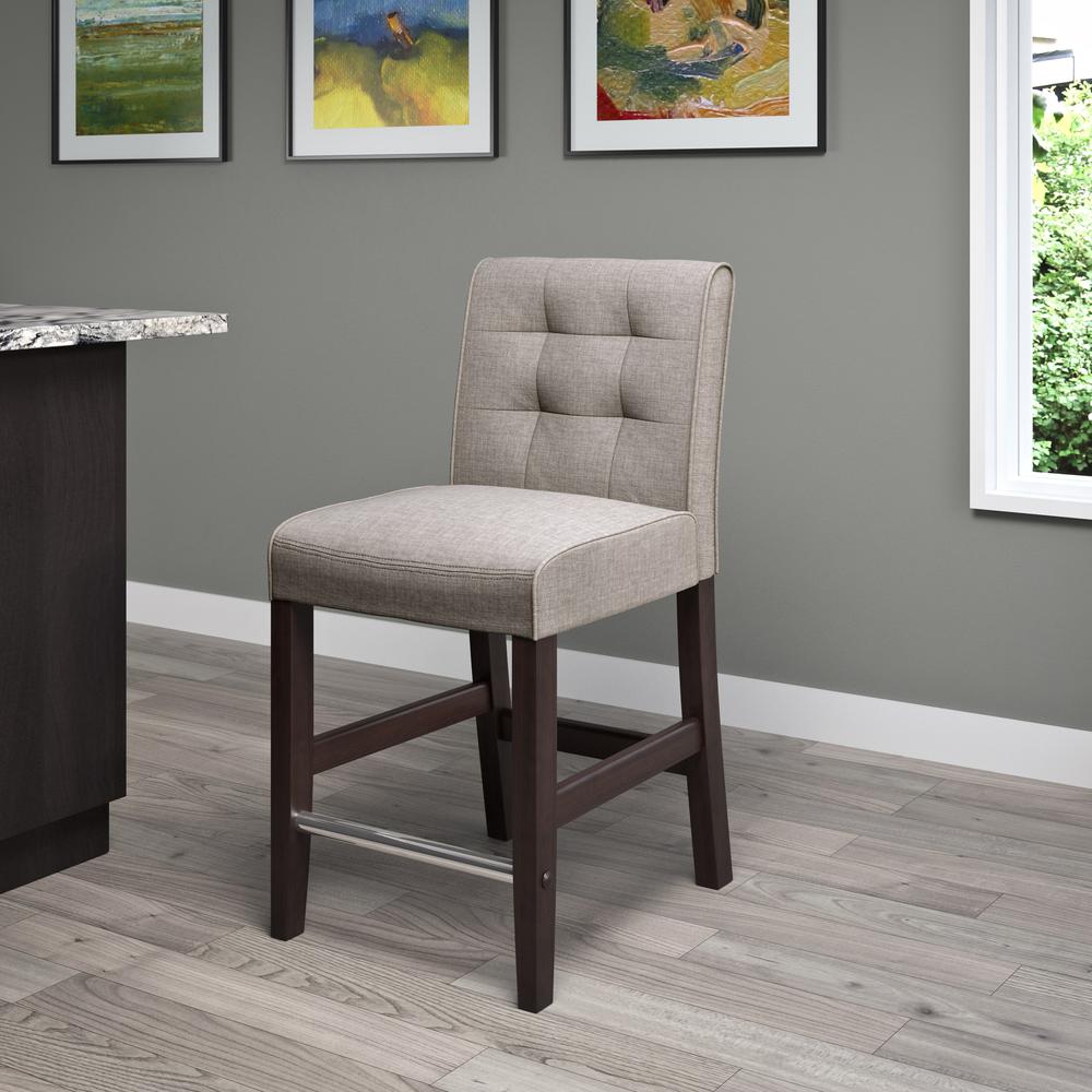 Antonio Counter Height Barstool in Grey Tweed Fabric. Picture 3