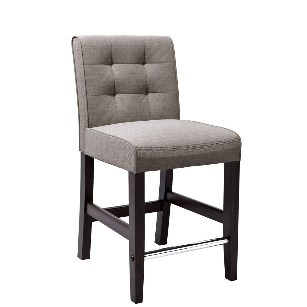 Antonio Counter Height Barstool in Grey Tweed Fabric. Picture 1