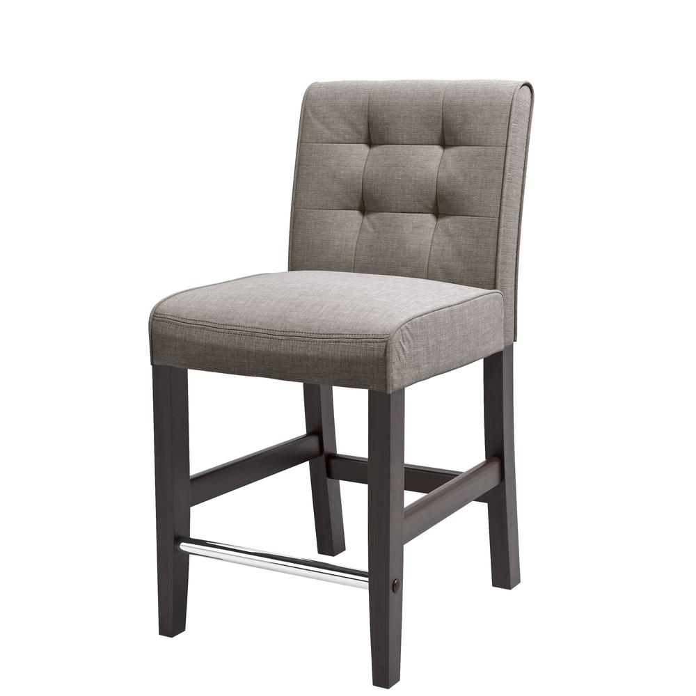 Antonio Counter Height Barstool in Grey Tweed Fabric. Picture 2