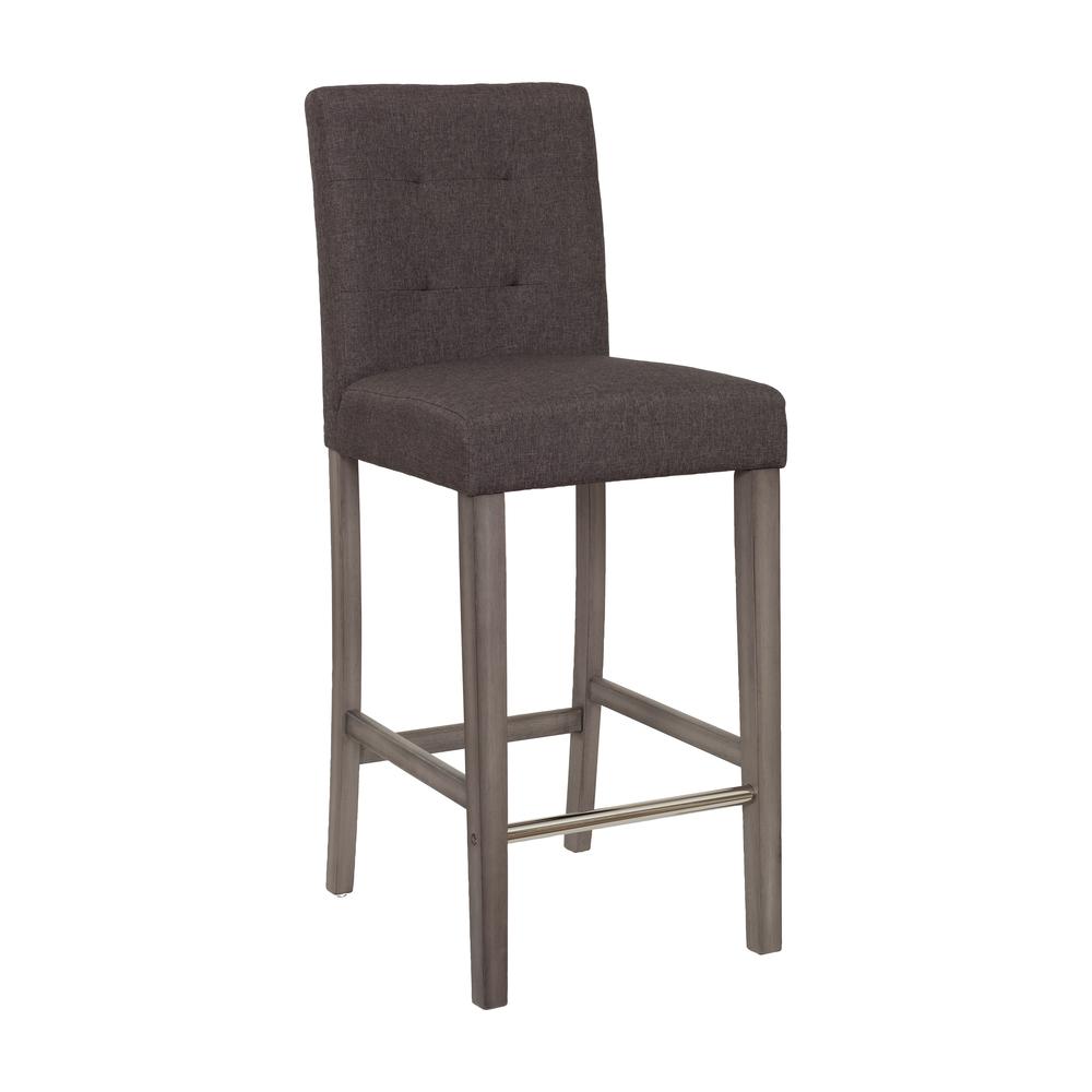 CorLiving Leila Polyester Bar Height Barstool Charcoal Brown. Picture 2