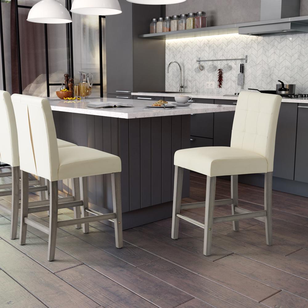 CorLiving Leila PU Counter Height Barstool White. Picture 6