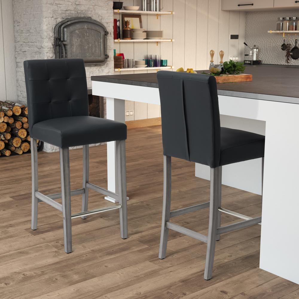 CorLiving Leila PU Bar Height Barstool Graphite Black. Picture 6