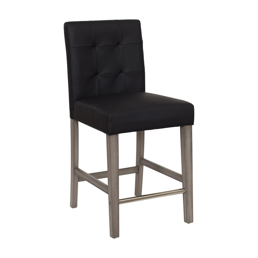 CorLiving Leila PU Counter Height Barstool Graphite Black. Picture 2