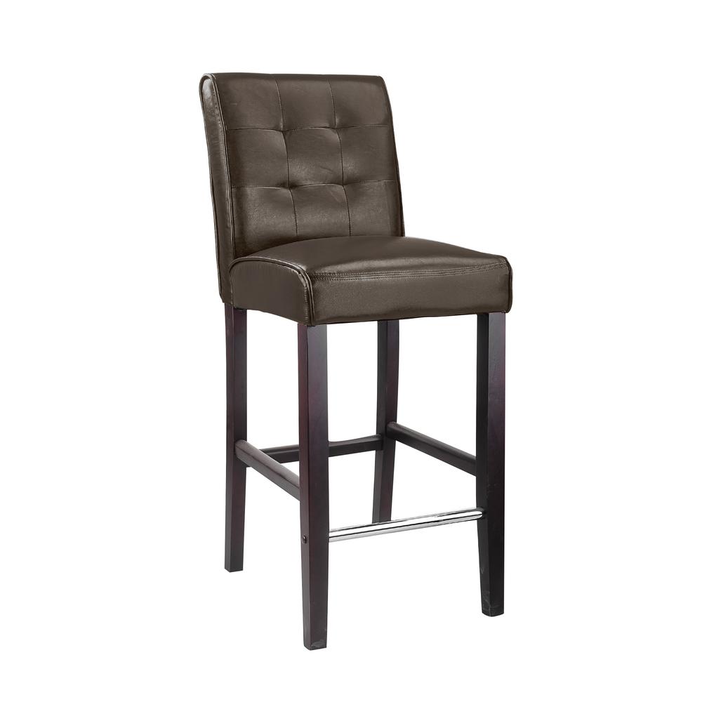 Antonio Bar Height Barstool in Dark Brown Bonded Leather. Picture 1