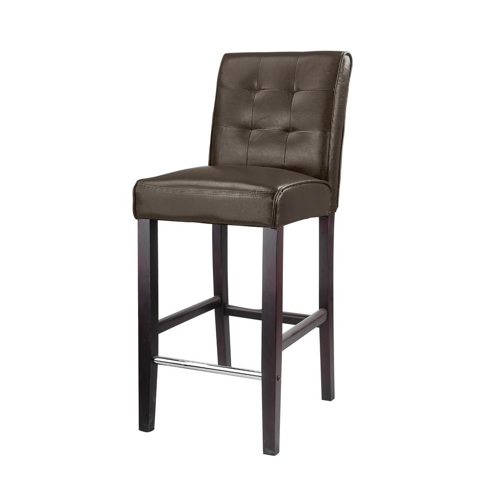 Antonio Bar Height Barstool in Dark Brown Bonded Leather. Picture 2