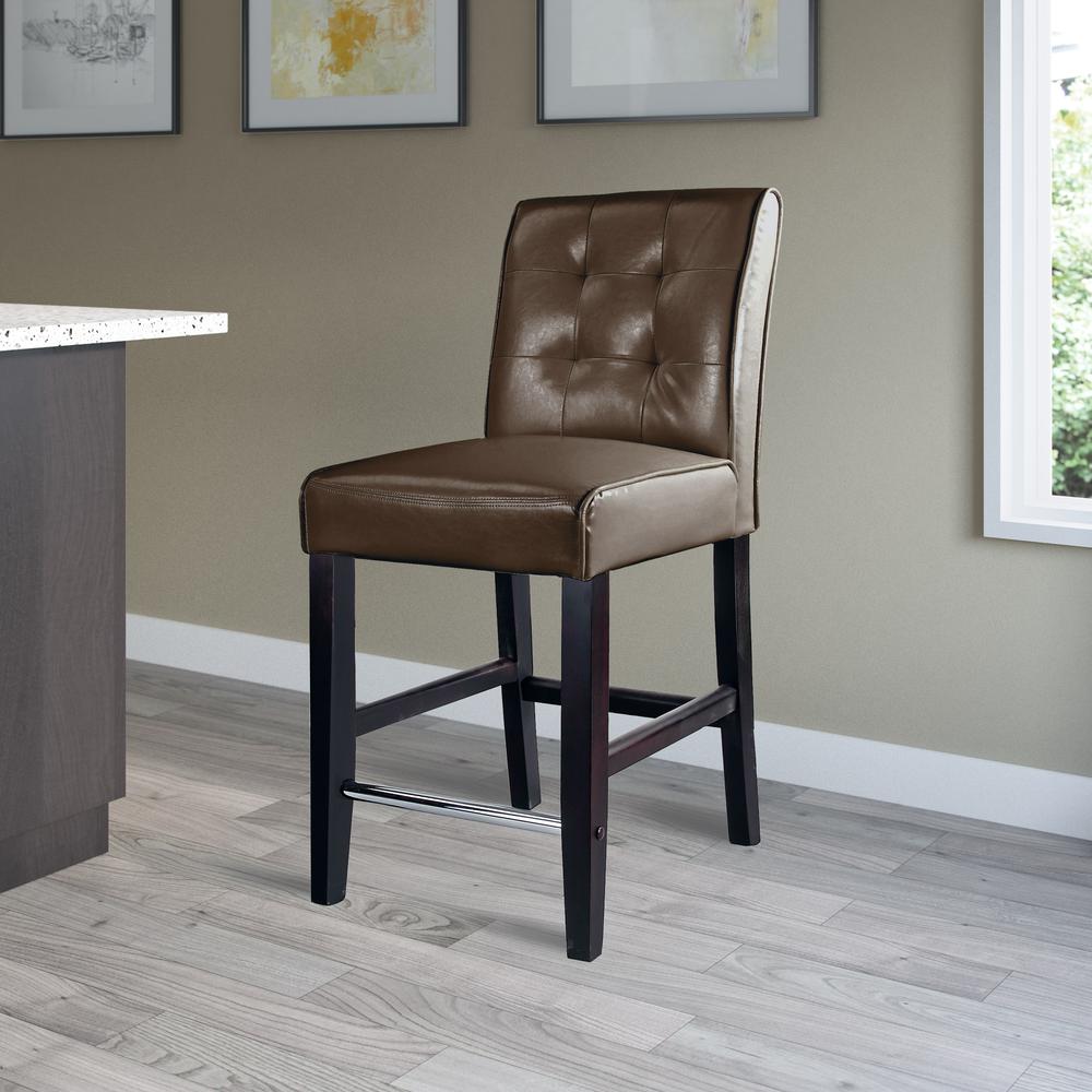 Antonio Counter Height Barstool in Dark Brown Bonded Leather. Picture 3