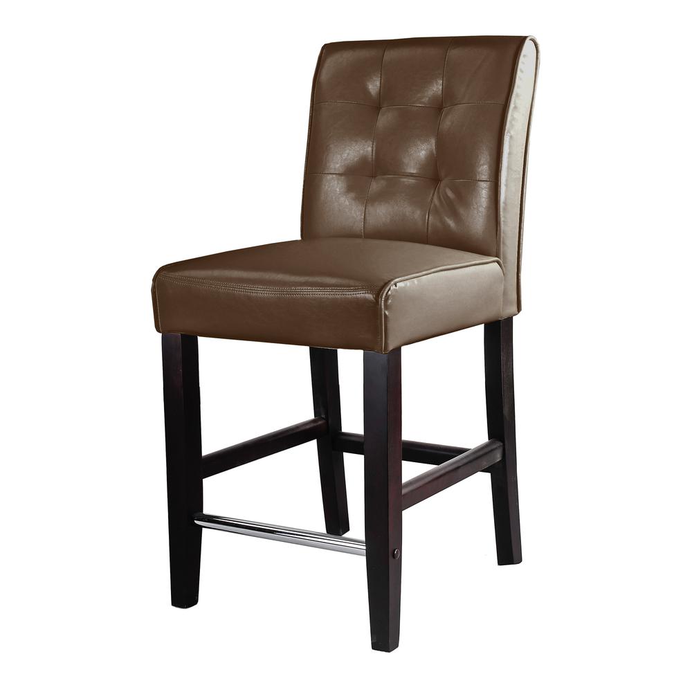 Antonio Counter Height Barstool in Dark Brown Bonded Leather. Picture 2