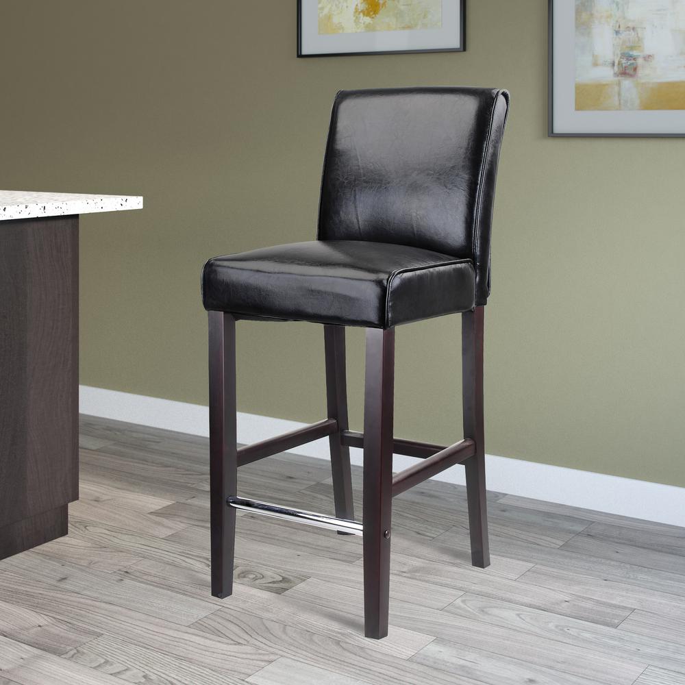 Antonio Bar Height Barstool in Black Bonded Leather. Picture 3