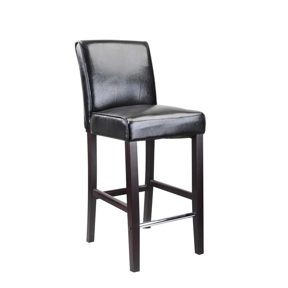 Antonio Bar Height Barstool in Black Bonded Leather. Picture 1
