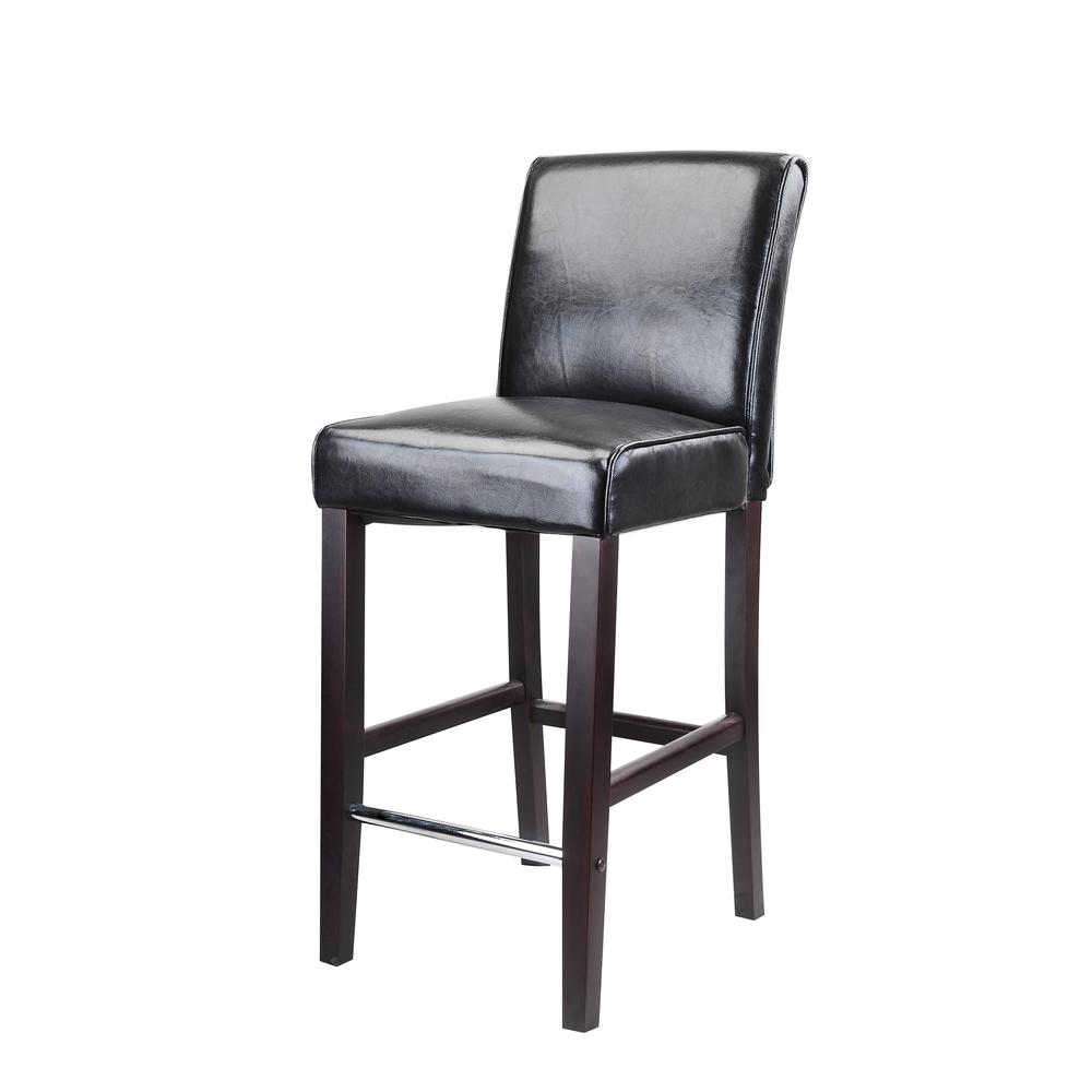 Antonio Bar Height Barstool in Black Bonded Leather. Picture 2