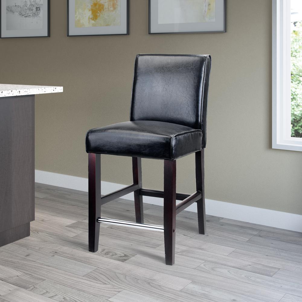 Antonio Counter Height Barstool in Black Bonded Leather. Picture 3