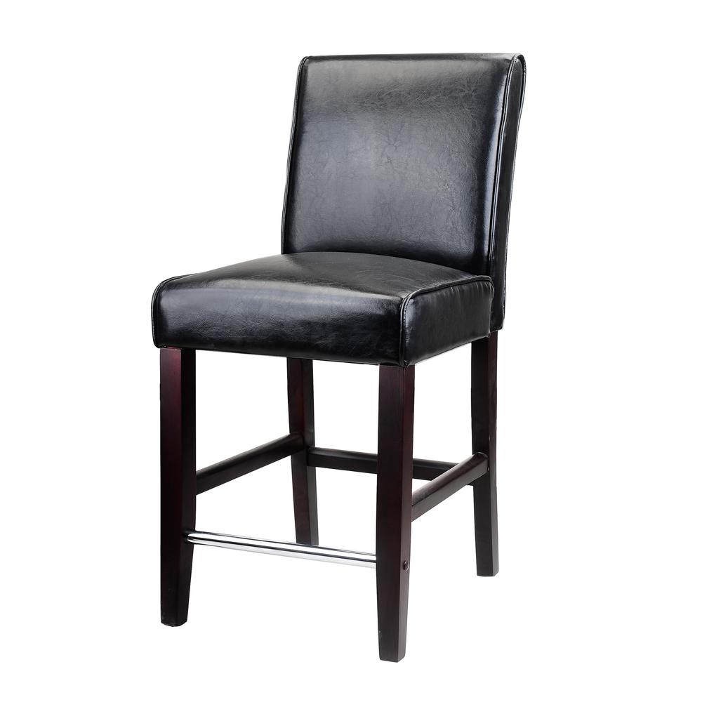 Antonio Counter Height Barstool in Black Bonded Leather. Picture 2