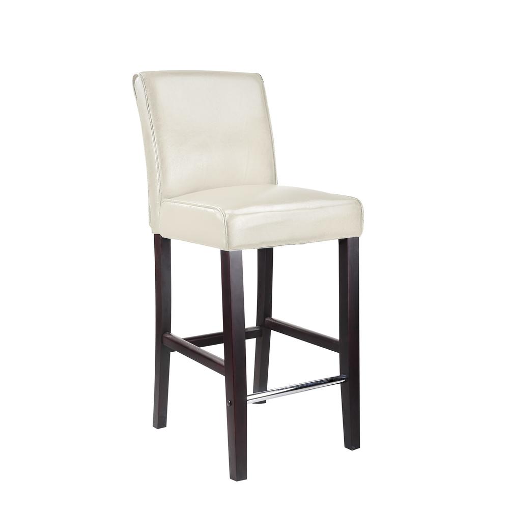 Antonio Bar Height Barstool in White Bonded Leather. Picture 1