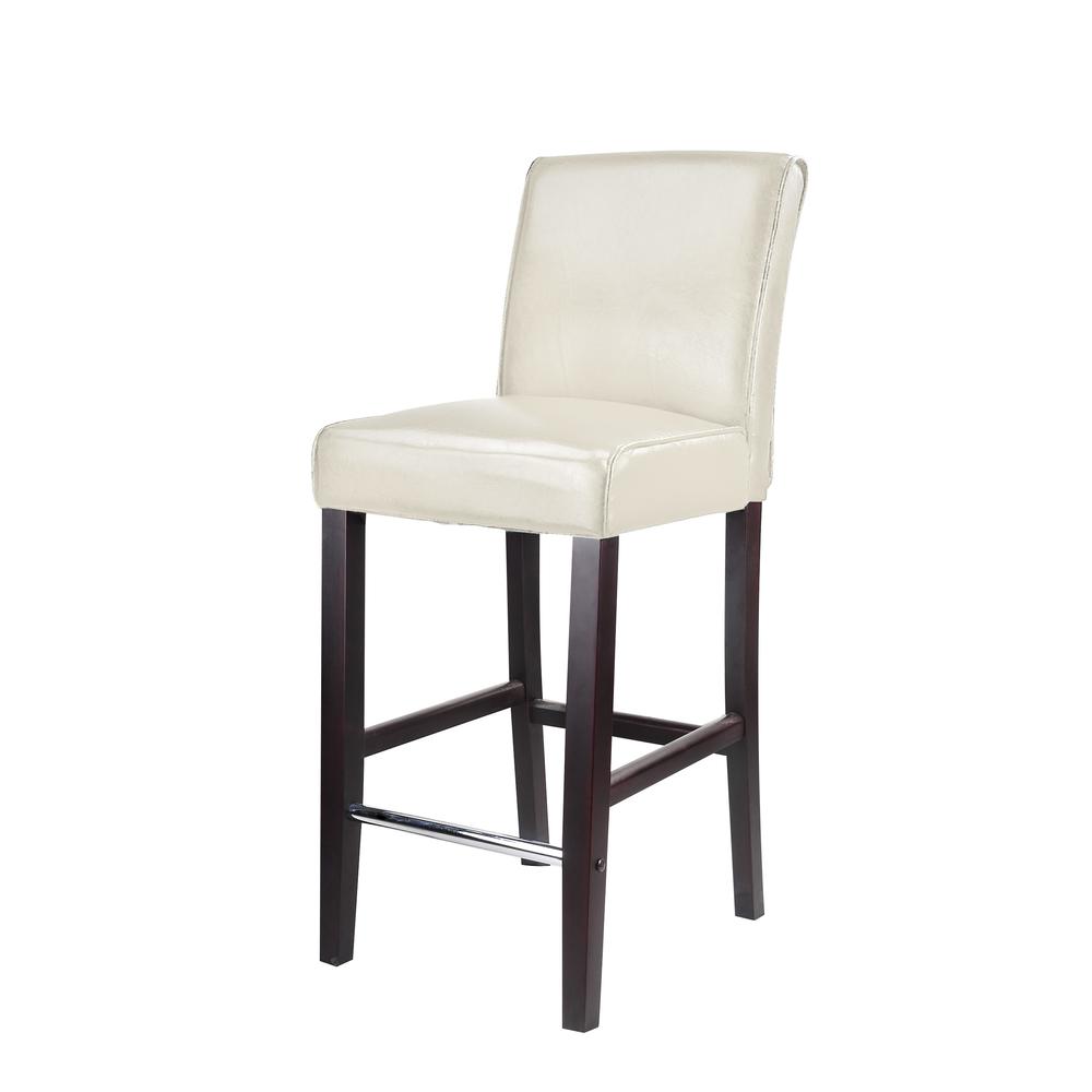 Antonio Bar Height Barstool in White Bonded Leather. Picture 2