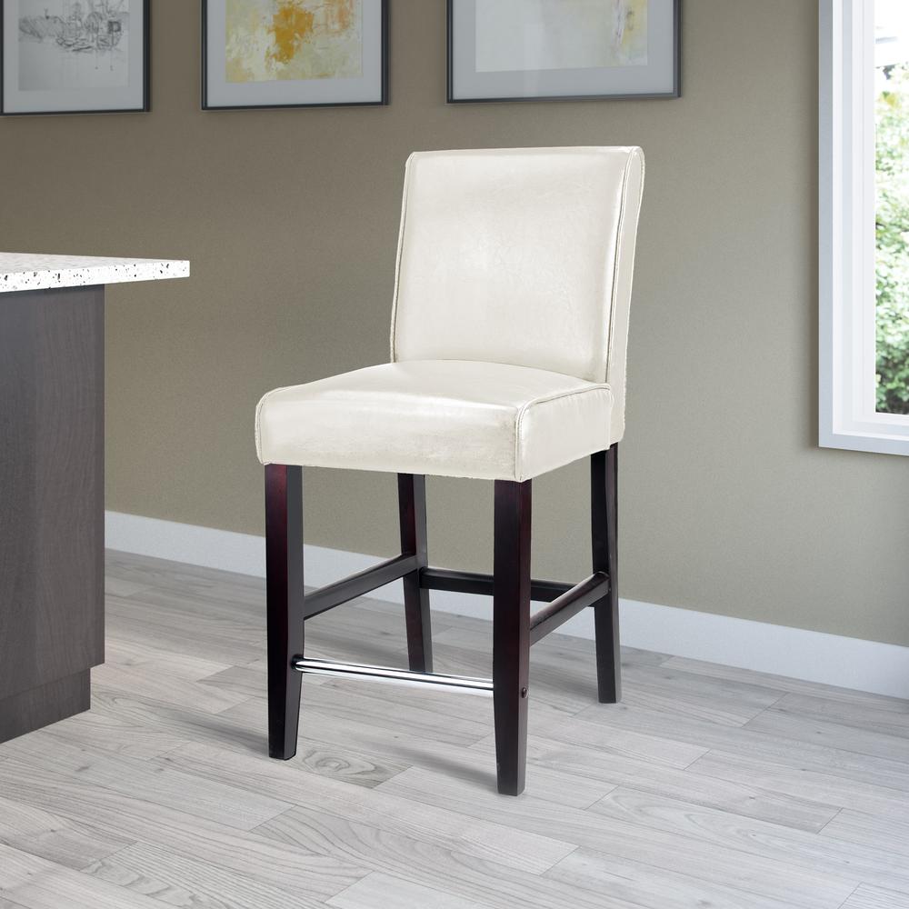 Antonio Counter Height Barstool in White Bonded Leather. Picture 3