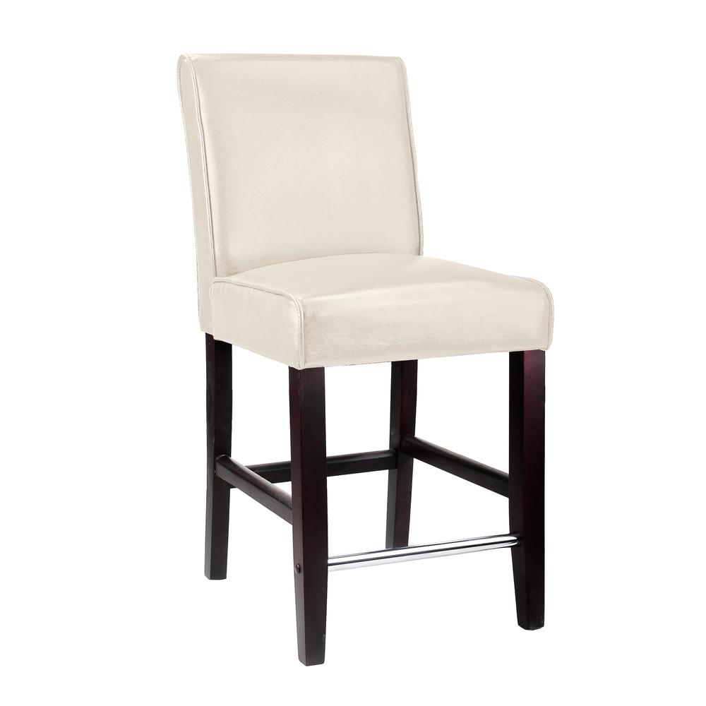 Antonio Counter Height Barstool in White Bonded Leather. Picture 1