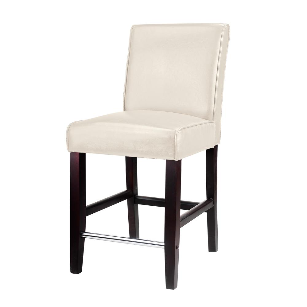 Antonio Counter Height Barstool in White Bonded Leather. Picture 2