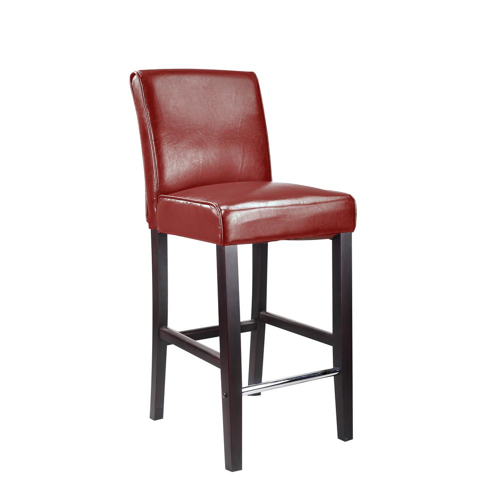 Antonio Bar Height Barstool in Red Bonded Leather. Picture 1