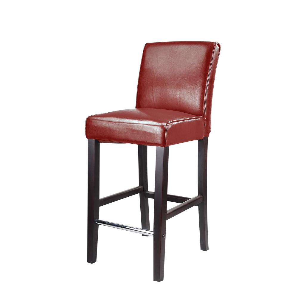 Antonio Bar Height Barstool in Red Bonded Leather. Picture 2