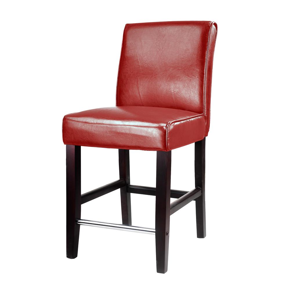 Antonio Counter Height Barstool in Red Bonded Leather. Picture 2