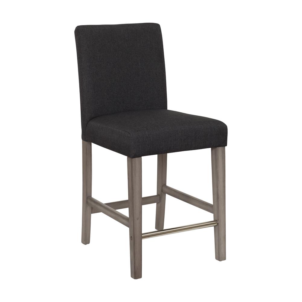 CorLiving Laura Fabric Counter Height Barstool Dark Grey. Picture 2