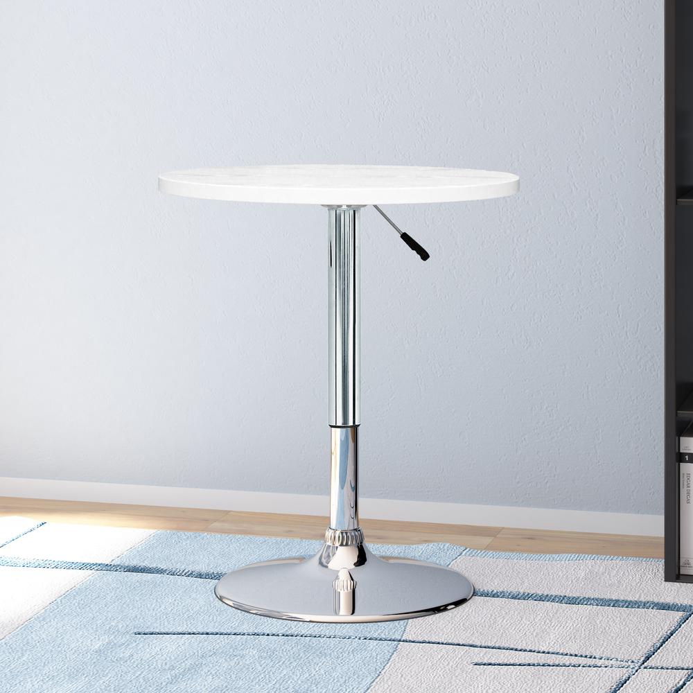 Adjustable Height White Round Bar Table. Picture 2