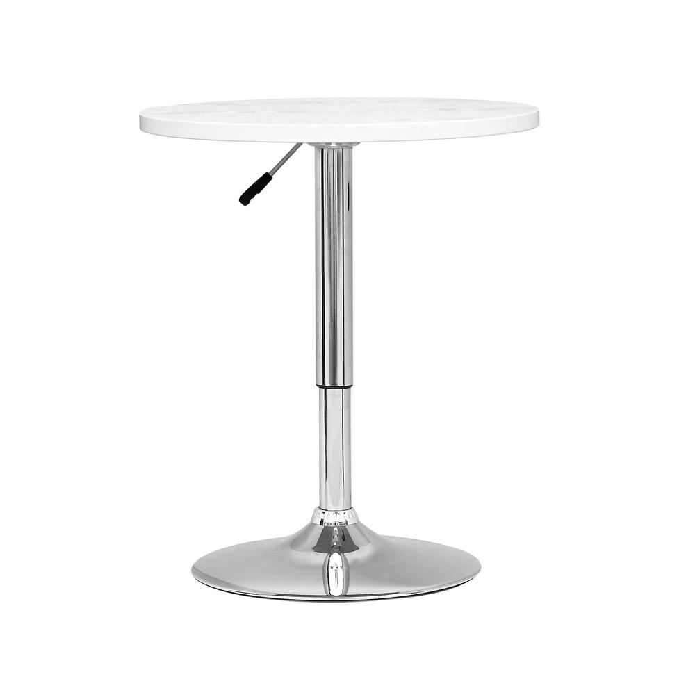 Adjustable Height White Round Bar Table. Picture 1