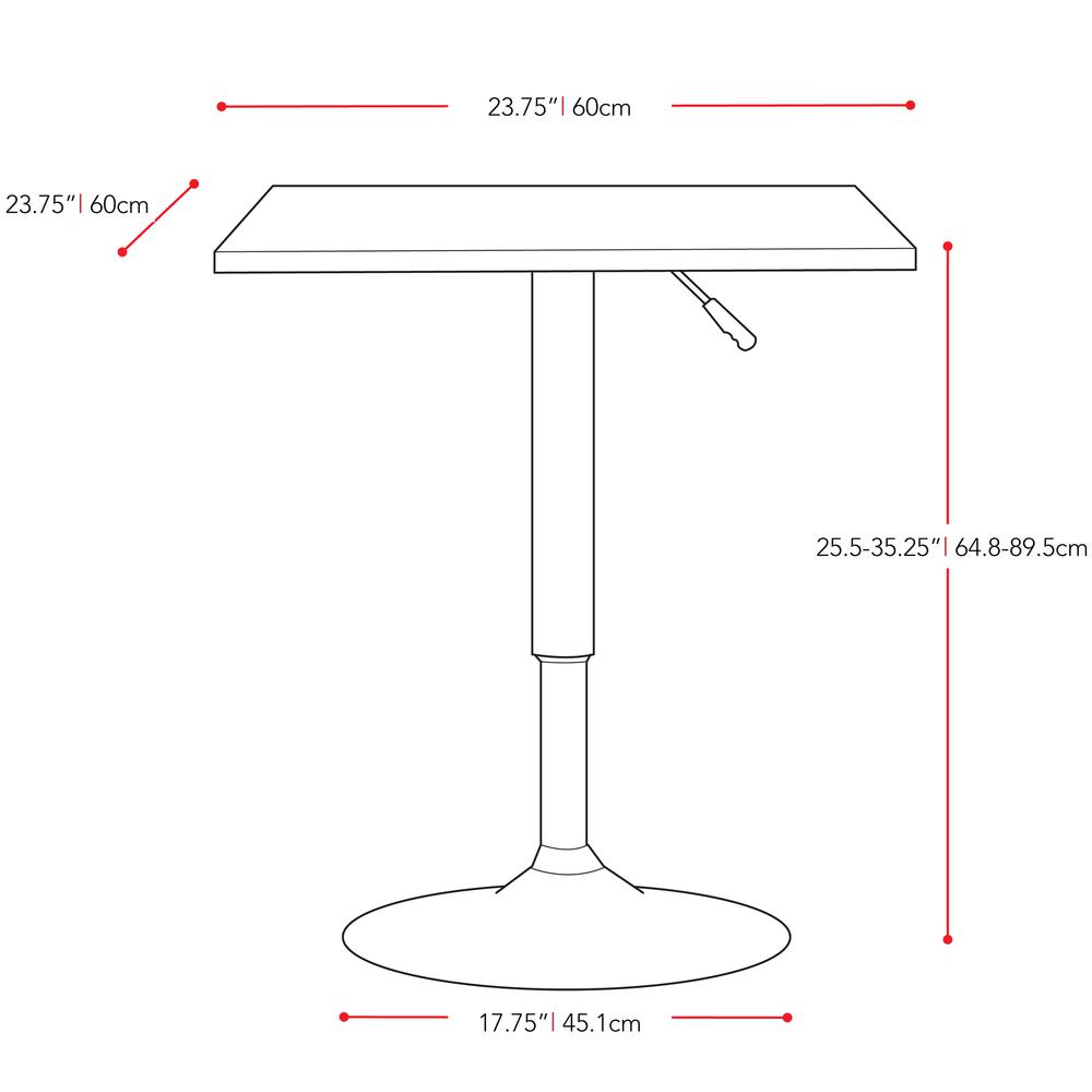Adjustable Height Black Square Bar Table. Picture 3