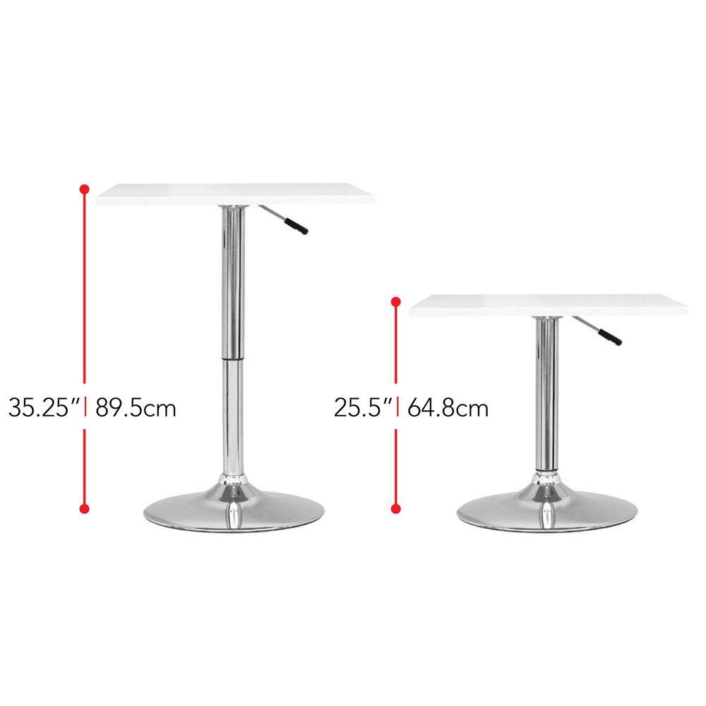 Adjustable Height White Square Bar Table. Picture 4