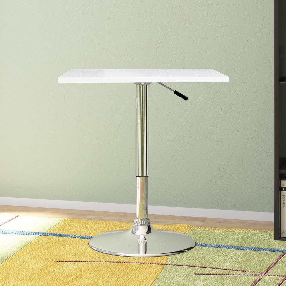 Adjustable Height White Square Bar Table. Picture 2