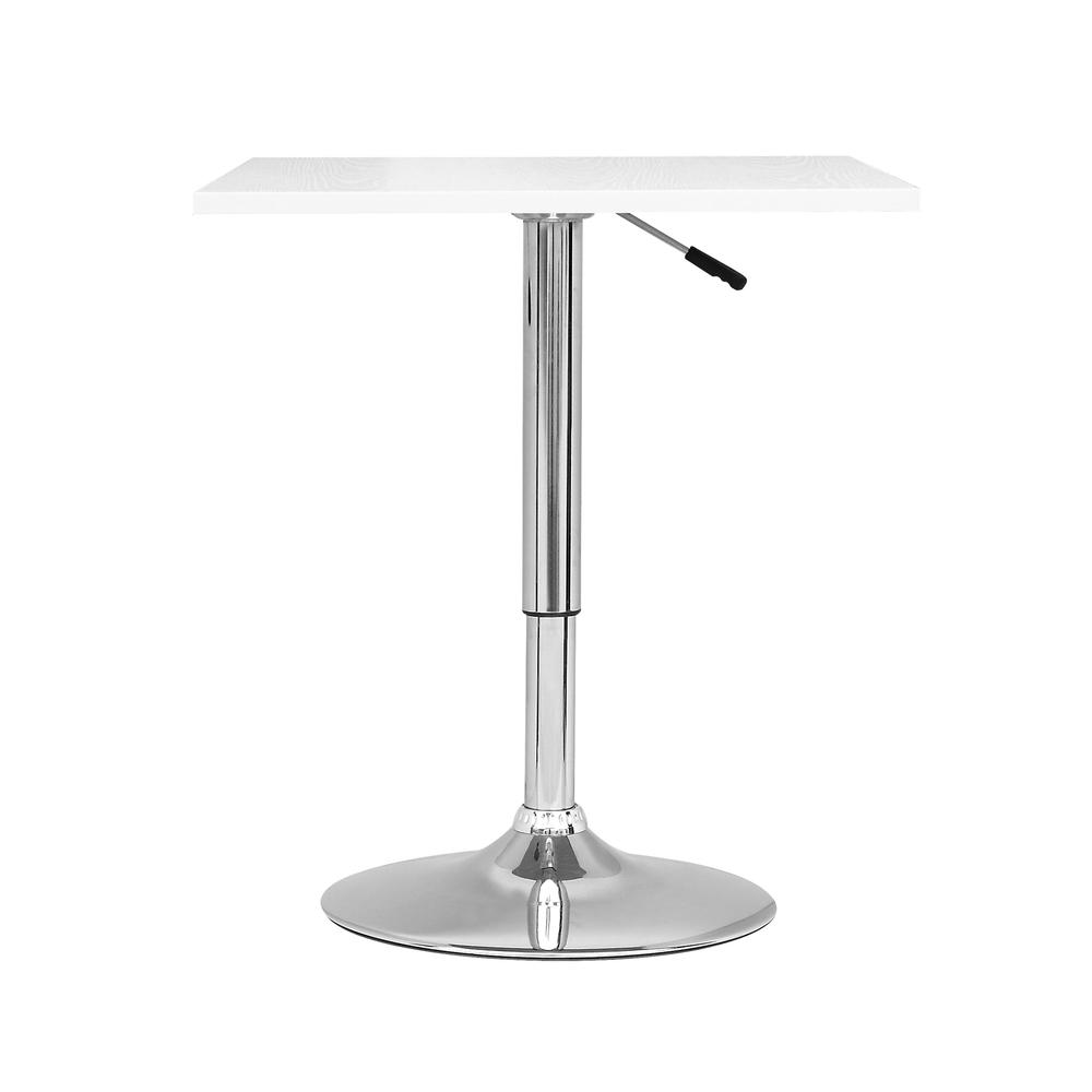 Adjustable Height White Square Bar Table. Picture 1