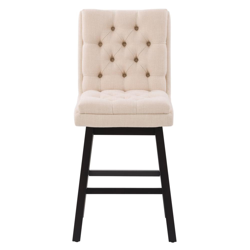 CorLiving Boston Tufted Fabric Barstool, Beige, Set of 2. Picture 2
