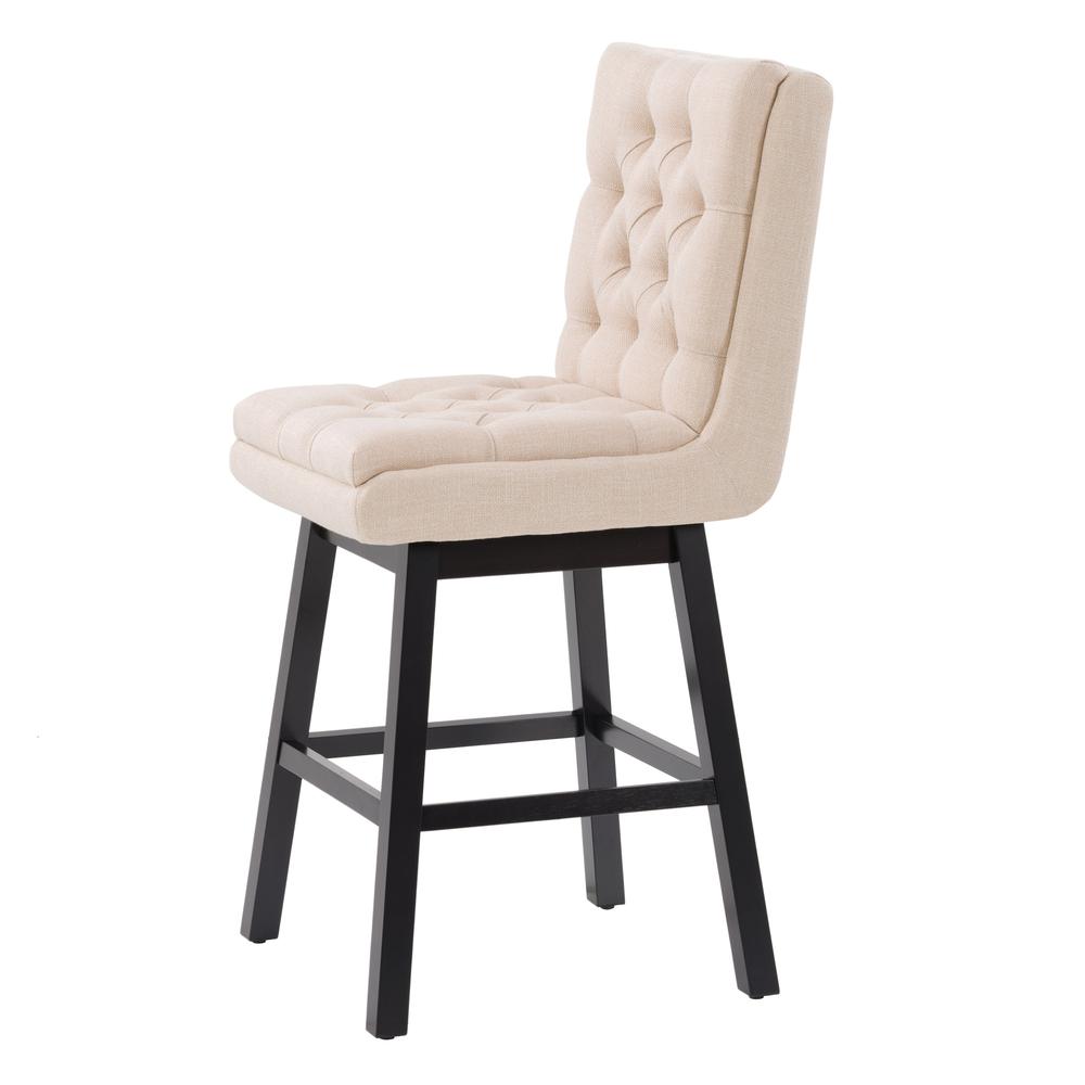 CorLiving Boston Tufted Fabric Barstool, Beige, Set of 2. Picture 7