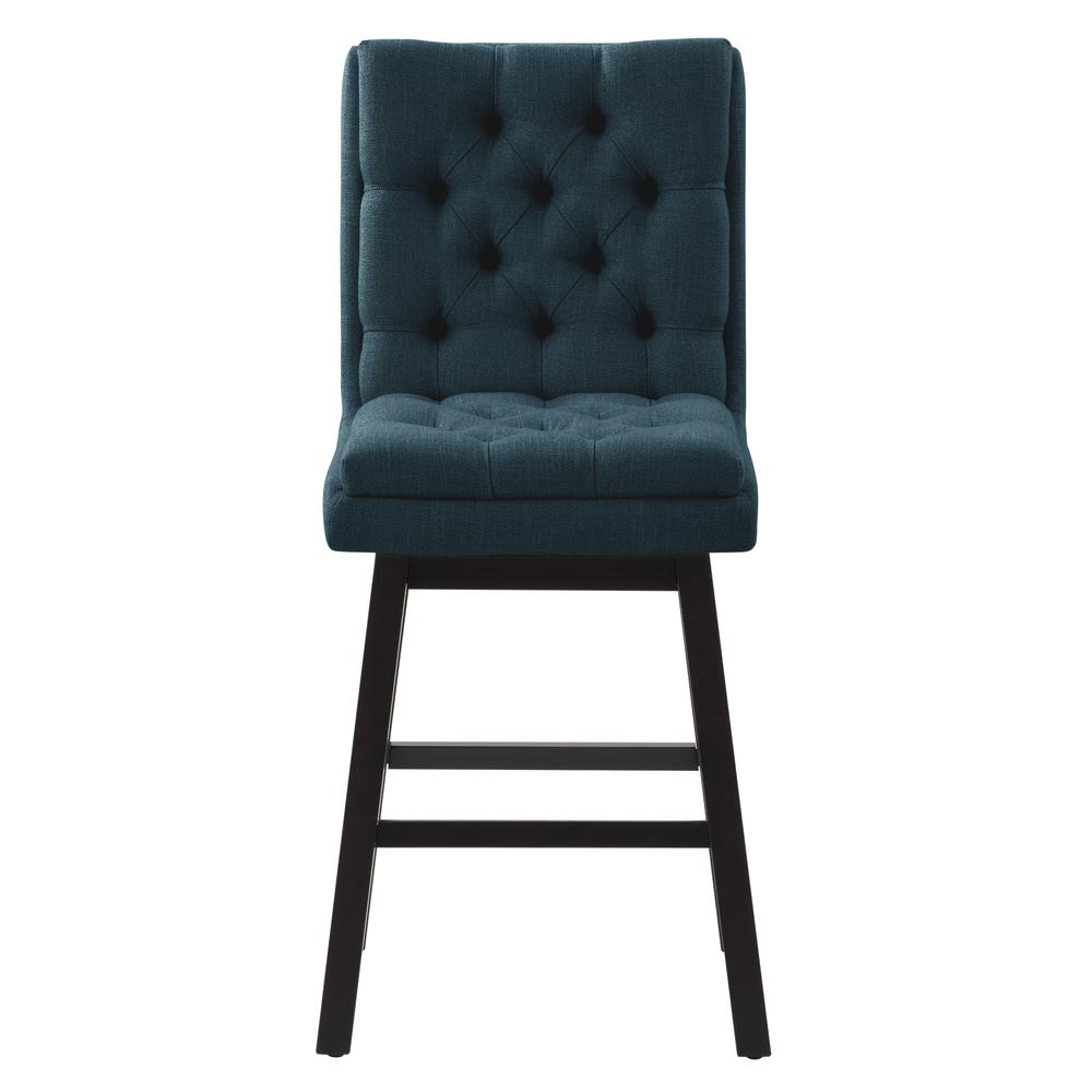 CorLiving Boston Tufted Fabric Barstool, Navy Blue, Set of 2. Picture 2