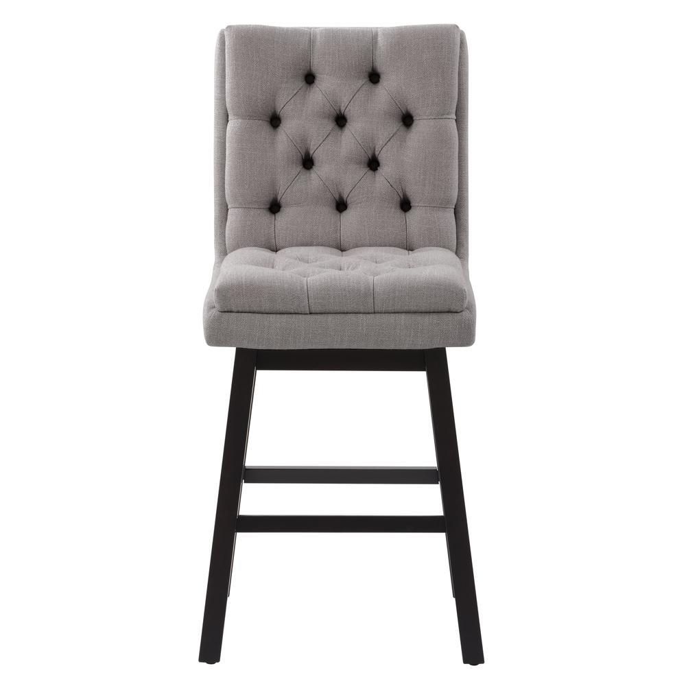 CorLiving Boston Tufted Fabric Barstool, Light Grey, Set of 2. Picture 2