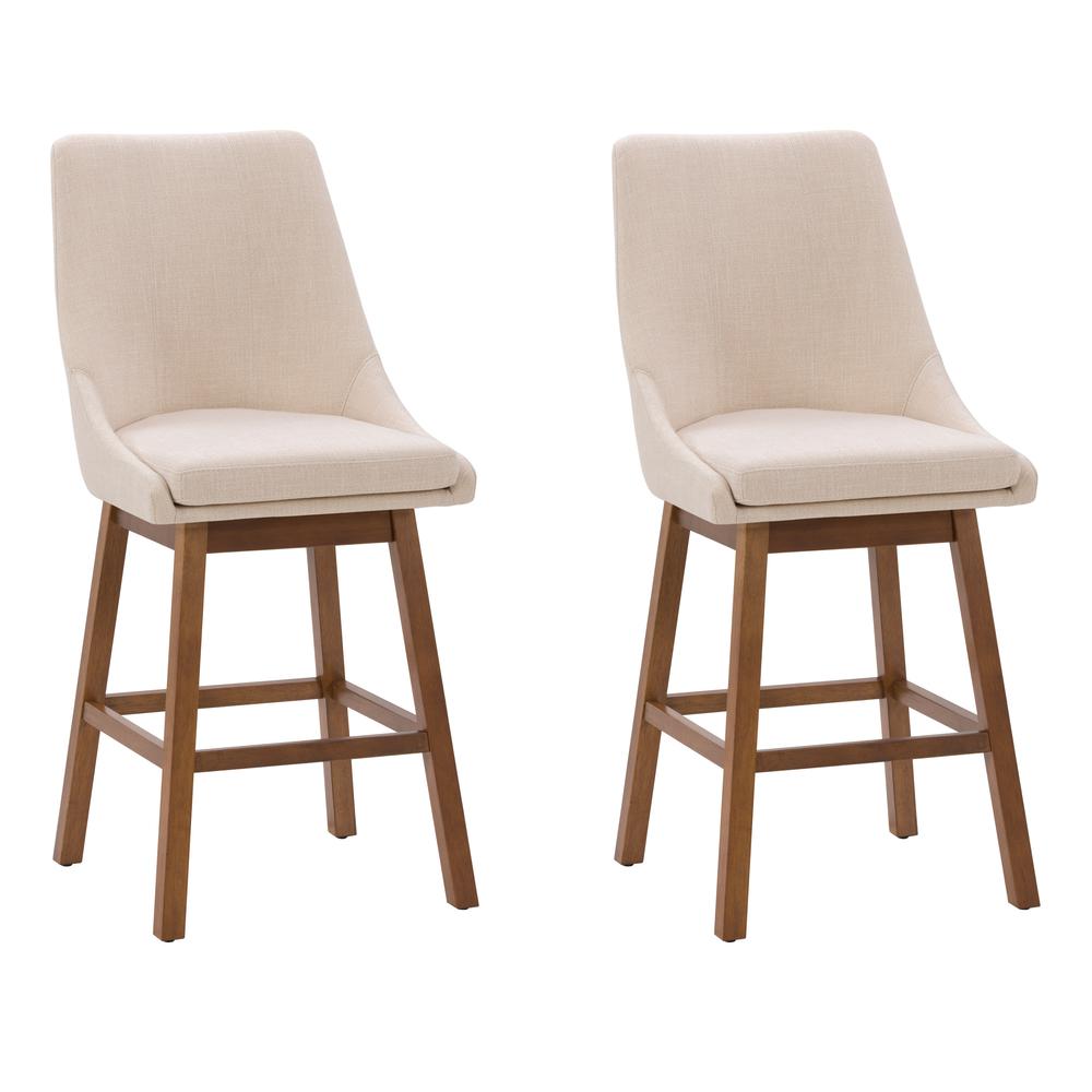 CorLiving Boston Formed Back Fabric Barstool, Beige, Set of 2. Picture 1